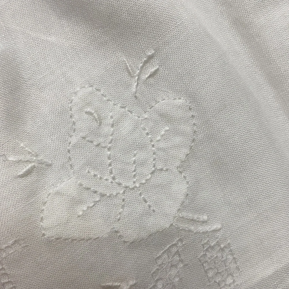 Vintage Hankerchief Hand Embroidered Cotton Linen Flower Embroidery Hand Crafted
